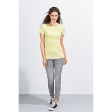 Women´s Round Neck Striped T-Shirt Miles SOL´S 01399 - Okrągły dekolt