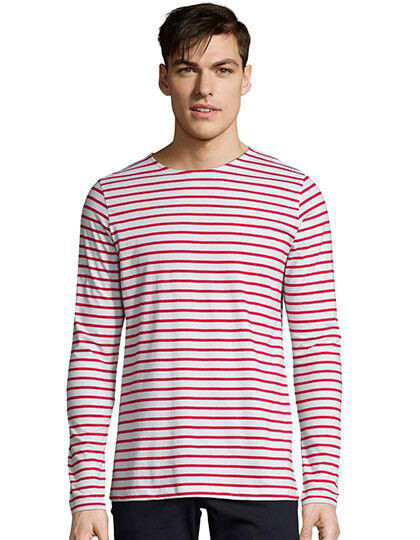 Men´s Long Sleeve Striped T-Shirt Marine SOL´S 01402 - Pozostałe