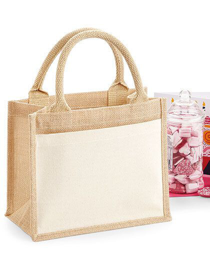 Cotton Pocket Jute Gift Bag Westford Mill W425 - Torby na zakupy