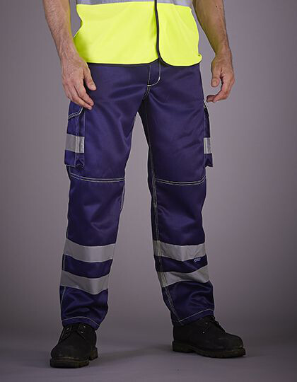 Hi-Vis Cargo Trousers With Knee Pad Pockets YOKO HV018T - Spodnie