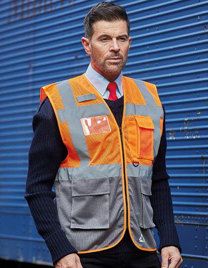 Hi-Vis Top Cool Recycled Open Mesh Executive Waistcoat YOKO HVW820 - Kamizelki