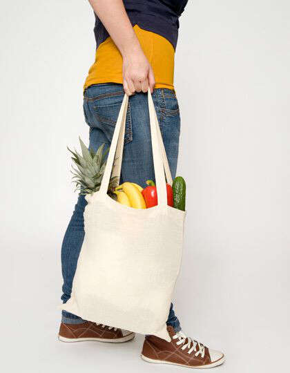 Cotton Bag, Natural, Long Handles, Basic printwear  - Torby bawełniane