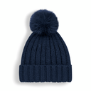 Ciepła czapka unisex z odpinanym pomponem - Navy