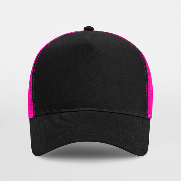 Czapka Trucker Snapback 5-Panelowa - Black & Fuchsia