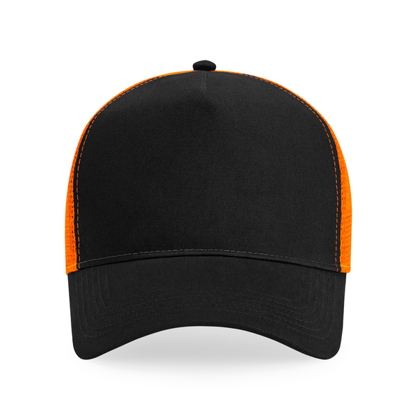 Czapka Trucker Snapback 5-Panelowa - Black & Orange