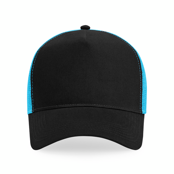 Czapka Trucker Snapback 5-Panelowa - Black & Surf Blue