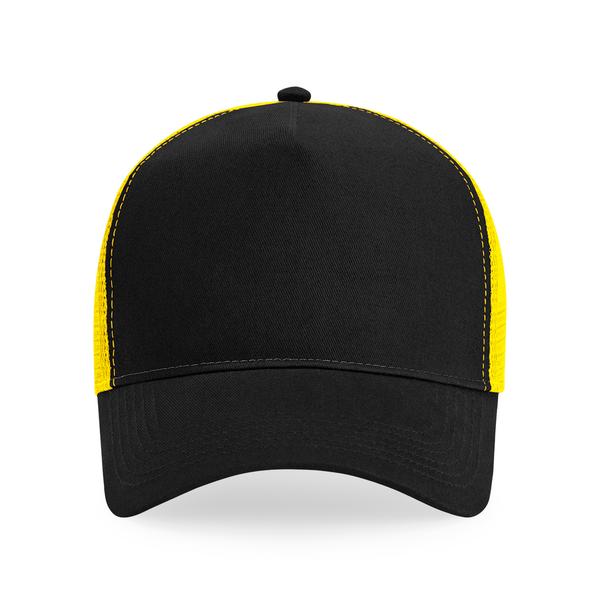 Czapka Trucker Snapback 5-Panelowa - Black & Yellow