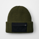 Czapka beanie z kieszonką na zamek - Military Green & Black