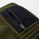 Czapka beanie z kieszonką na zamek - Military Green & Black