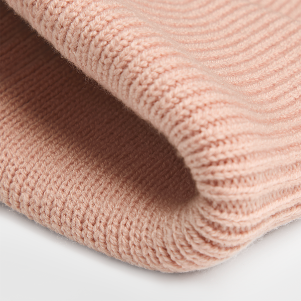 Czapka prążkowana z szerokim mankietem - Peach