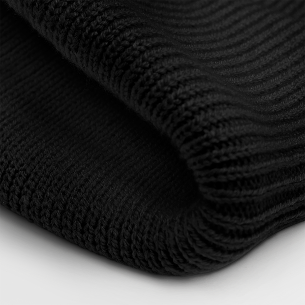 Czapka prążkowana z szerokim mankietem - Black