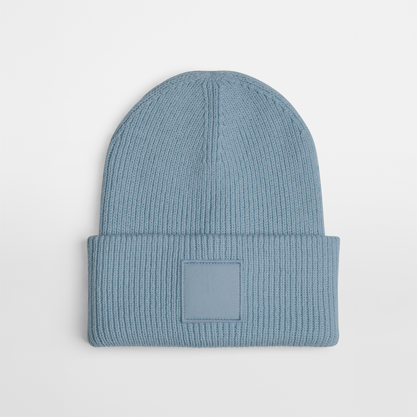 Czapka prążkowana z szerokim mankietem - Dusty Blue