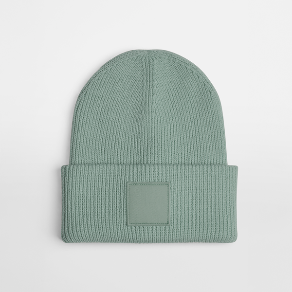 Czapka prążkowana z szerokim mankietem - Dusty Green