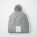 Czapka z pomponem z recyklingu z naszywką - Ash & White