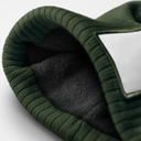 Czapka z pomponem z recyklingu z naszywką - Olive Green & White