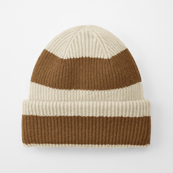 Czapka beanie w paski z wywijanym brzegiem - Vanilla & Biscuit