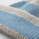 Czapka beanie w paski z wywijanym brzegiem - Natural Stone & Dusty Blue