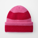 Czapka beanie w paski z wywijanym brzegiem - True Pink & Classic Red