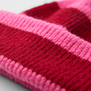 Czapka beanie w paski z wywijanym brzegiem - True Pink & Classic Red