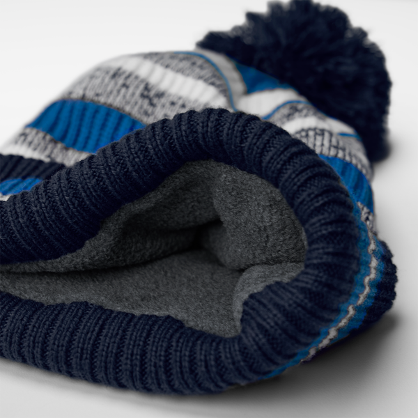 Czapka sportowa z pomponem i wywijanym mankietem - French Navy & Sapphire Blue