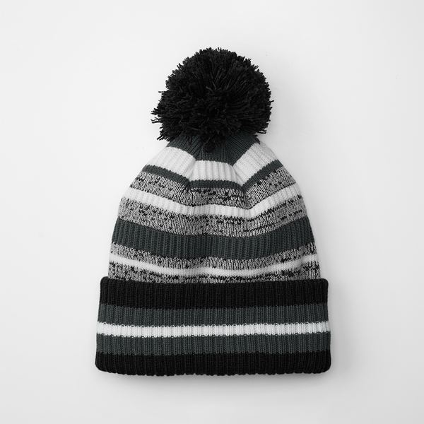 Czapka sportowa z pomponem i wywijanym mankietem - Black & Graphite Grey