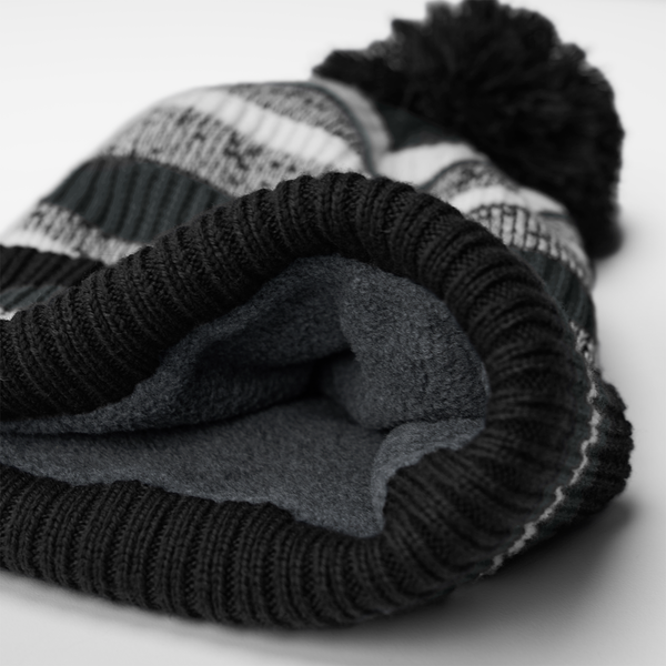 Czapka sportowa z pomponem i wywijanym mankietem - Black & Graphite Grey