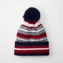 Czapka sportowa z pomponem i wywijanym mankietem - French Navy & Classic Red