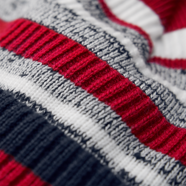 Czapka sportowa z pomponem i wywijanym mankietem - French Navy & Classic Red