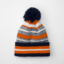 Czapka sportowa z pomponem i wywijanym mankietem - French Navy & Orange