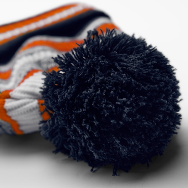 Czapka sportowa z pomponem i wywijanym mankietem - French Navy & Orange