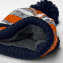 Czapka sportowa z pomponem i wywijanym mankietem - French Navy & Orange