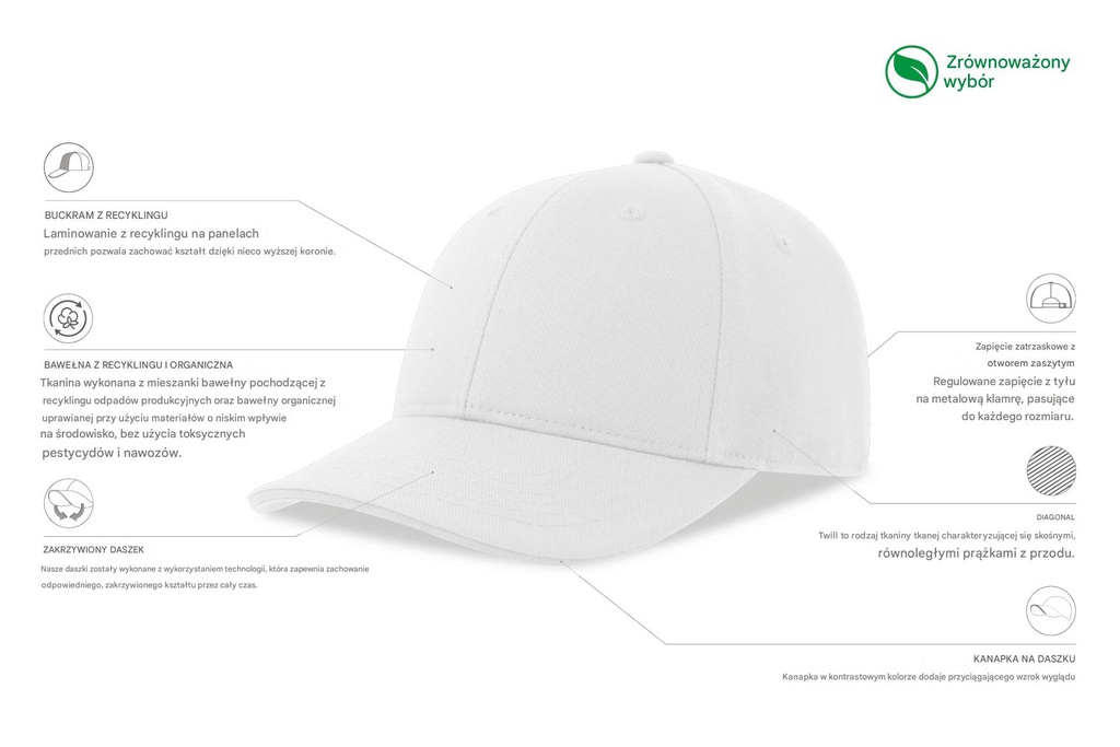 Czapka bawełniana z zakrzywionym daszkiem - Royal & White - shared model image