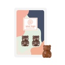 ZESTAW CZEKOLADEK PROMO CARD – DWA MISIE - czekolada mleczna (33% kakao), czekolada biała (27% masła kakaowego), czekolada deserowa (57% kakao), czekolada deserowa (72% kakao), czekolada rubinowa (33% kakao)