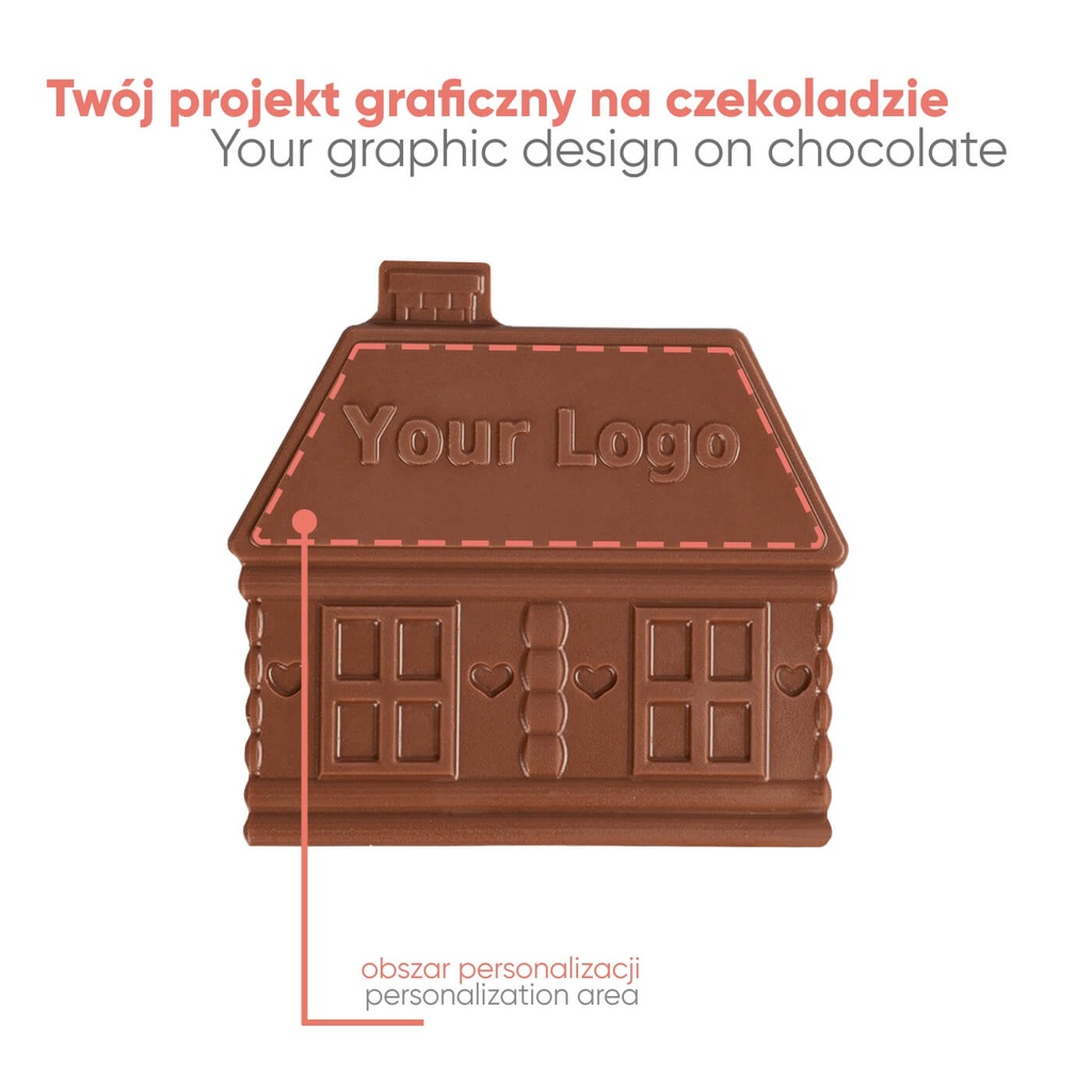 CZEKOLADOWY KSZTAŁT CHOCO4MAT DOMEK Z PIERNIKA - czekolada mleczna z miodem (33% kakao), czekolada mleczna bez cukru (33% kakao), czekolada mleczna Fairtrade (33% kakao), czekolada deserowa Fairtrade (72% kakao)