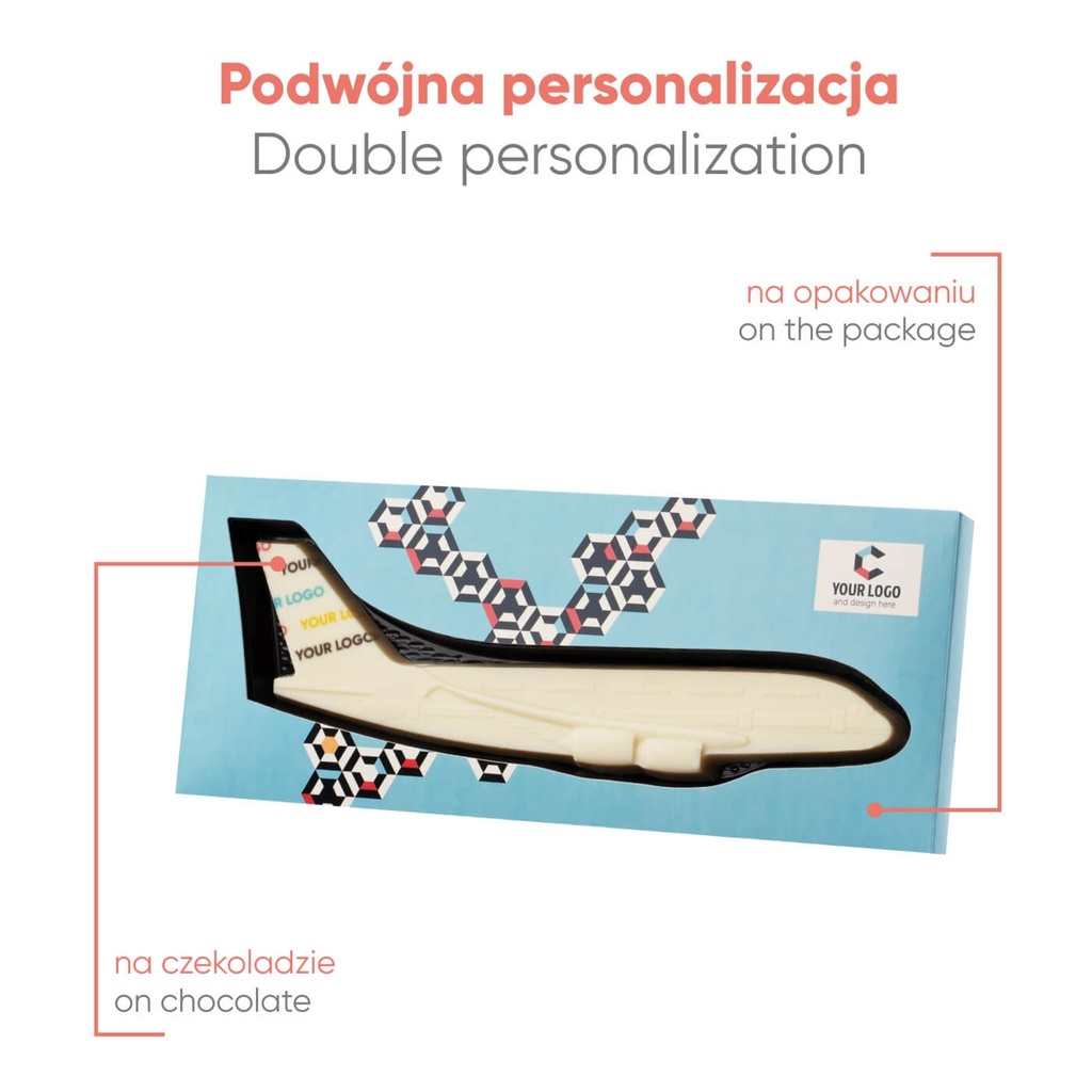 CZEKOLADOWY KSZTAŁT CHOCO4MAT SAMOLOT PRINT - czekolada biała (27% masła kakaowego)
