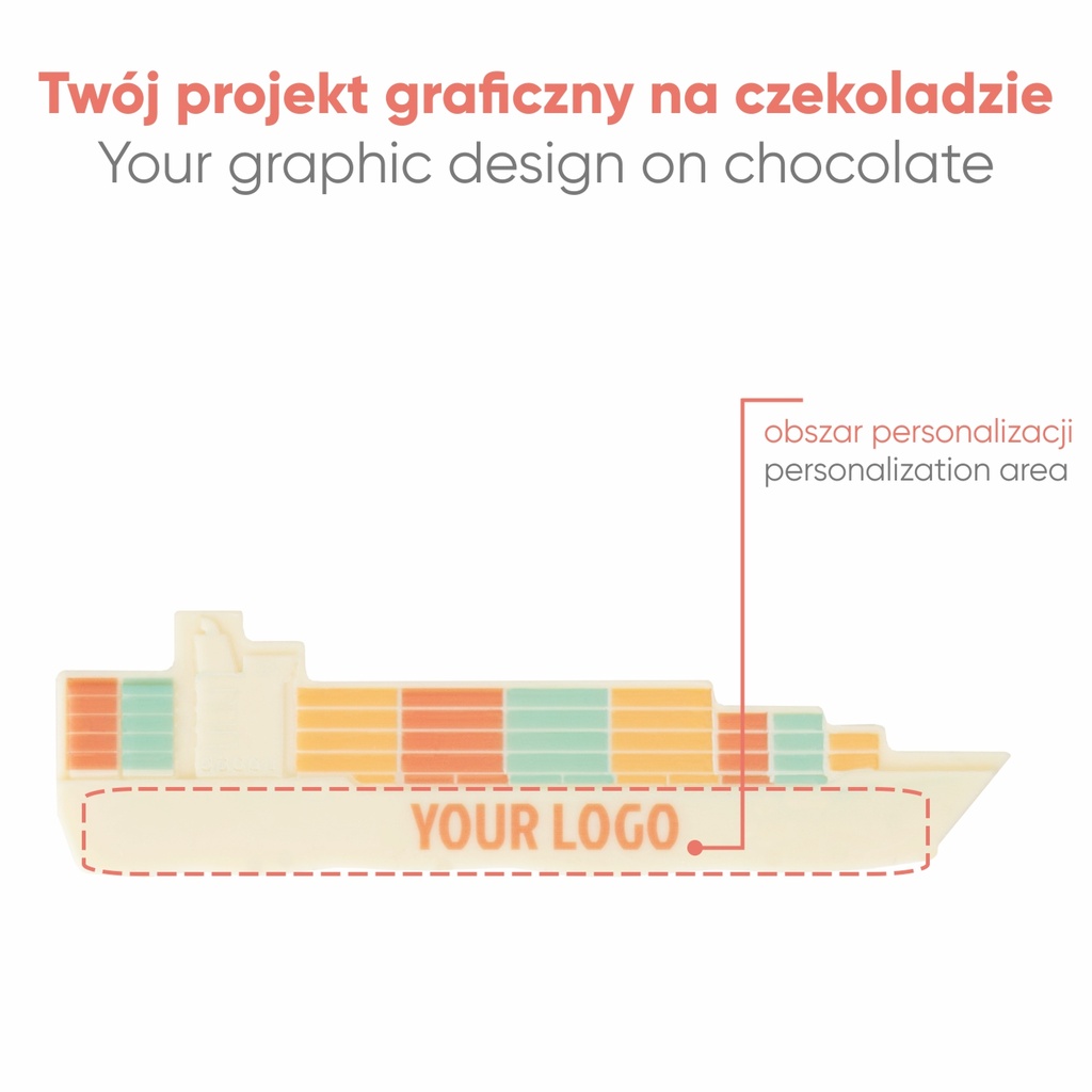 CZEKOLADOWY KSZTAŁT CHOCO4MAT KONTENEROWIEC PRINT - czekolada biała (27% masła kakaowego)