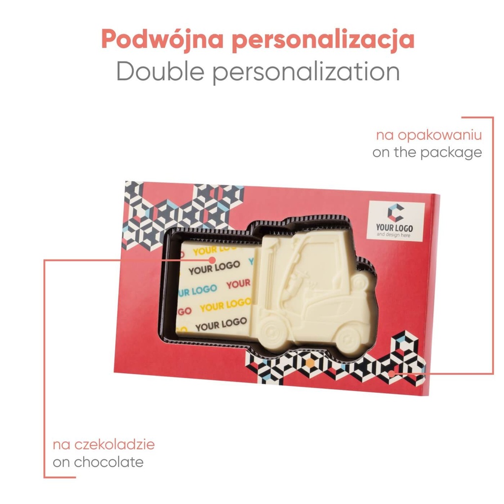 CZEKOLADOWY KSZTAŁT CHOCO4MAT WÓZEK WIDŁOWY PRINT - czekolada biała (27% masła kakaowego)