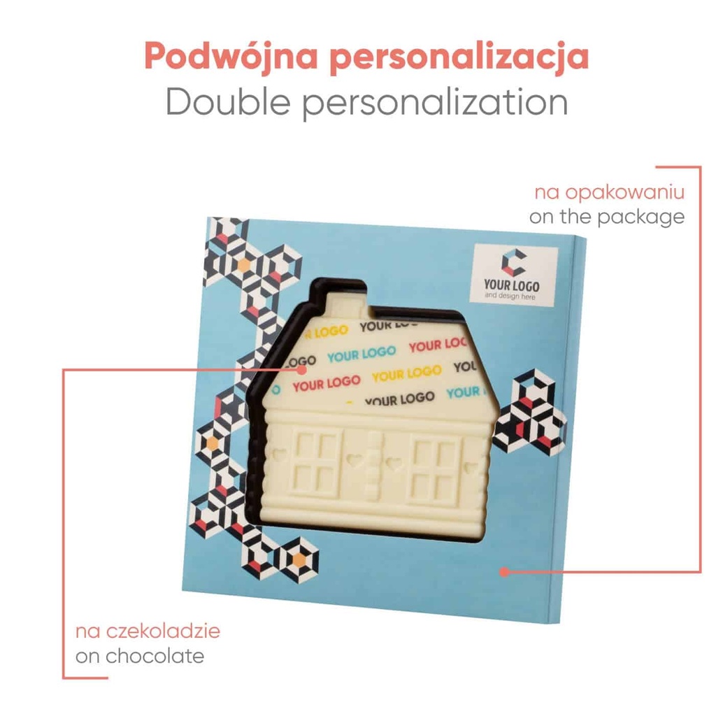 CZEKOLADOWY KSZTAŁT CHOCO4MAT DOMEK Z PIERNIKA PRINT - czekolada biała (27% masła kakaowego)