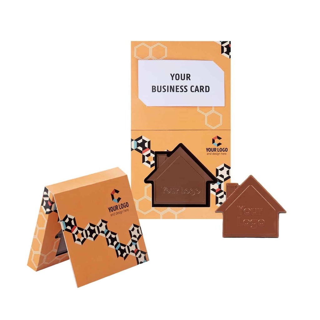 CZEKOLADOWY KSZTAŁT CHOCO4MAT MINI DOMEK Z WIZYTÓWKĄ - czekolada deserowa (57% kakao)