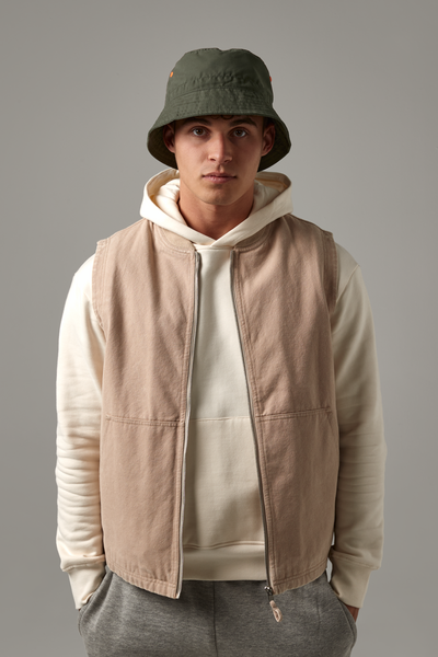 Kapelusz Bucket z Recyklingu z Troczkiem - Olive Green