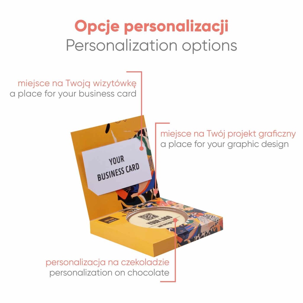 CZEKOLADOWY KSZTAŁT CHOCO4MAT MINI KOŁO PRINT Z WIZYTÓWKĄ - czekolada biała (27% masła kakaowego)