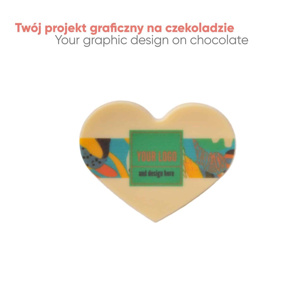 CZEKOLADOWY KSZTAŁT CHOCO4MAT MINI SERCE PRINT - czekolada biała (27% masła kakaowego)