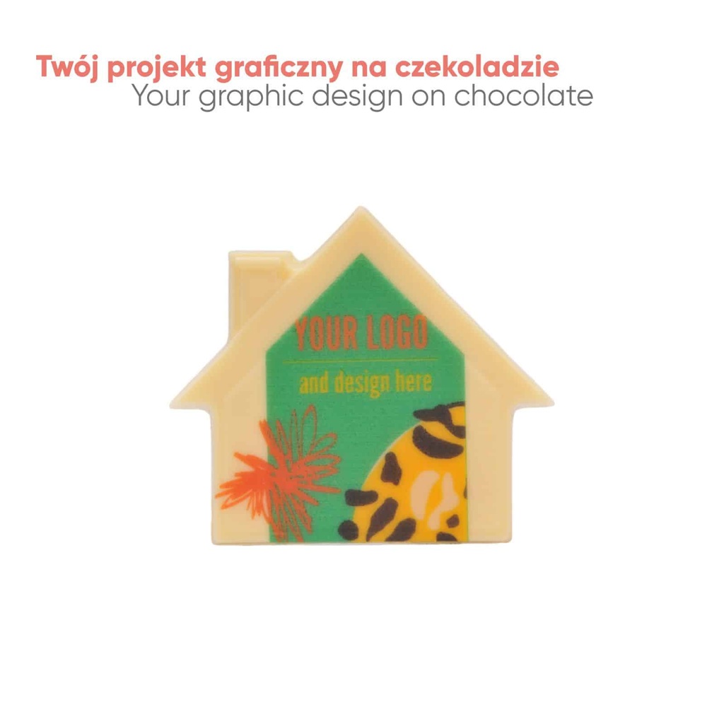 CZEKOLADOWY KSZTAŁT CHOCO4MAT MINI DOMEK PRINT - czekolada biała (27% masła kakaowego)