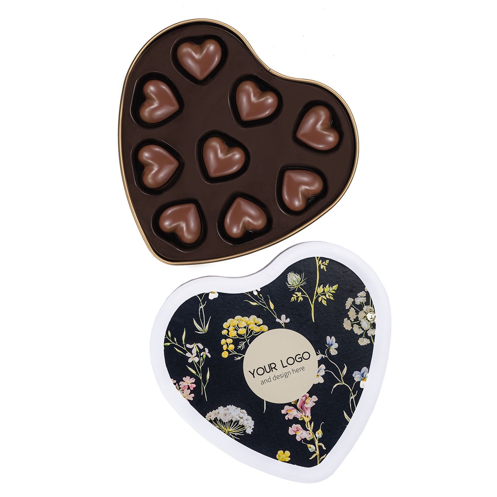 PRALINY VELVET HEARTS TIN - czekolada mleczna z nadzieniem wiśniowym