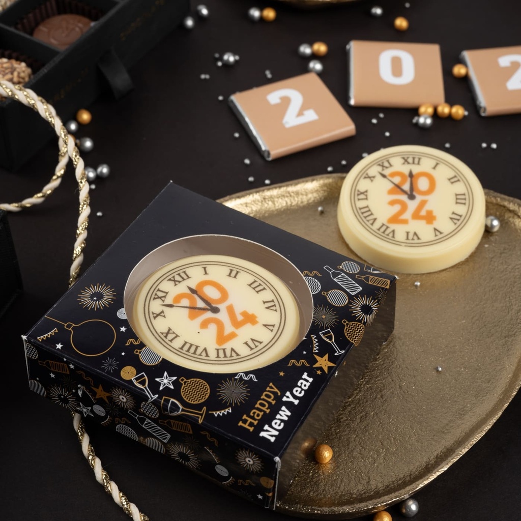 PRALINA Z NADRUKIEM CHOCO CIRCLE - czekolada biała (27% masła kakaowego) z nadzieniem z sycylijskich migdałów