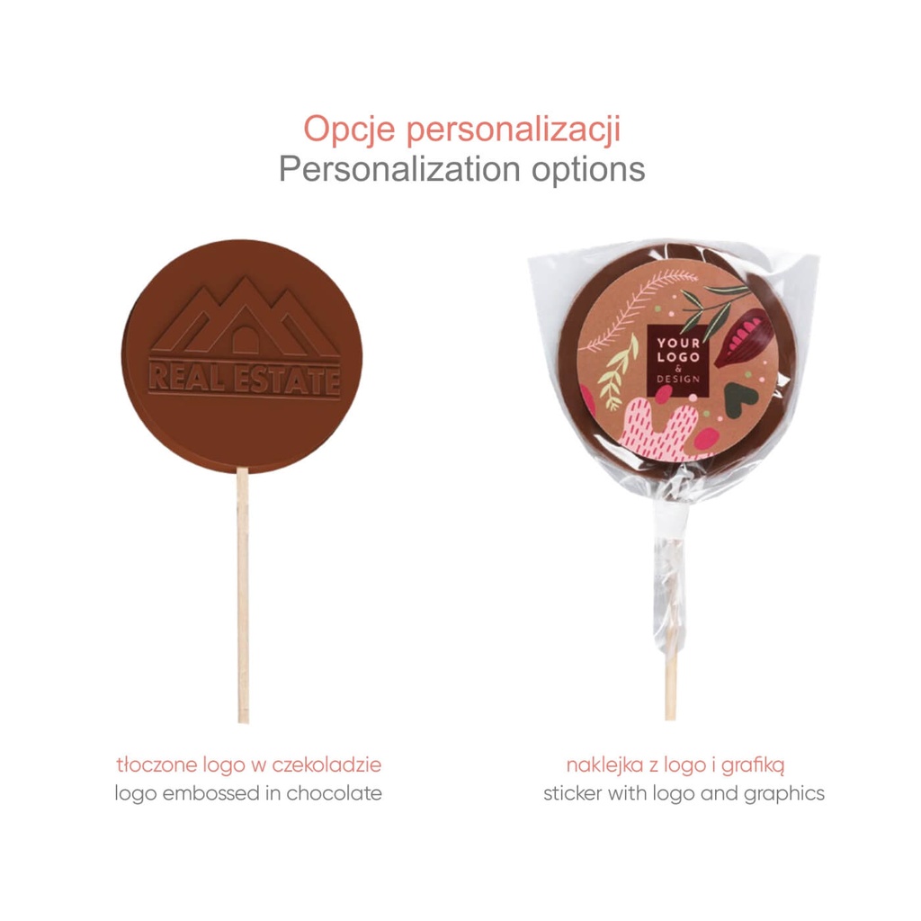 CZEKOLADOWY LIZAK CHOCOPOP PLUS 40 G - czekolada mleczna (33% kakao) z ciasteczkami korzennymi