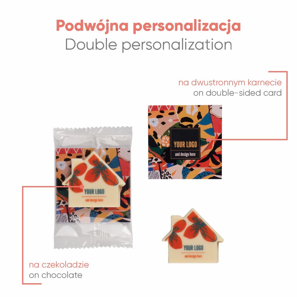 SŁODYCZE REKLAMOWE ADVERT CARD - CZEKOLADOWY DOMEK PRINT - czekolada biała (27% masła kakaowego)