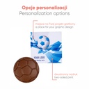 SŁODYCZE REKLAMOWE ADVERT CARD - CZEKOLADOWA PIŁKA - czekolada mleczna (33% kakao), czekolada biała (27% masła kakaowego), czekolada deserowa (57% kakao)