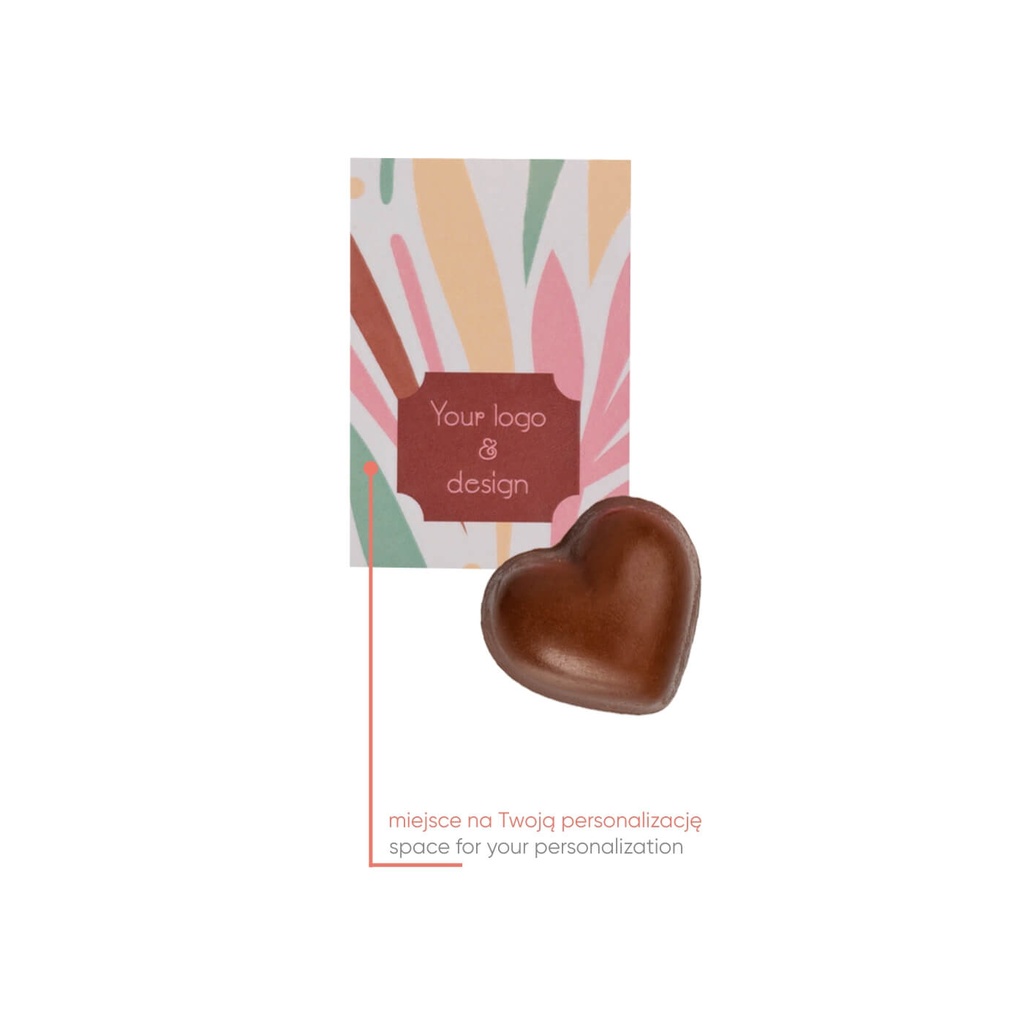 SŁODYCZE REKLAMOWE ADVERT CARD - SWEET HEART - czekolada mleczna (33% kakao), czekolada biała (27% masła kakaowego), czekolada deserowa (57% kakao)
