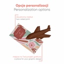 SŁODYCZE REKLAMOWE ADVERT CARD - CZEKOLADOWY SAMOLOT - czekolada mleczna (33% kakao), czekolada biała (27% masła kakaowego), czekolada deserowa (57% kakao)